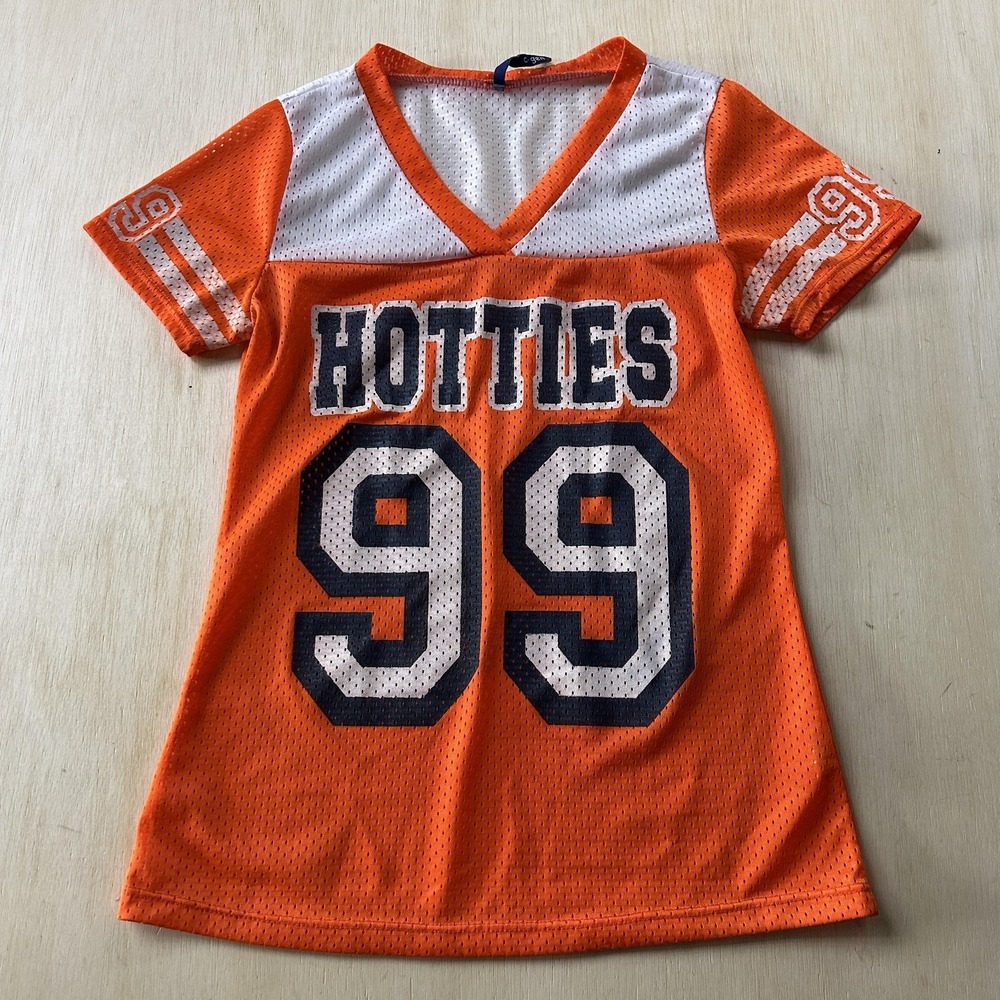 C-gen Hotties Jersey Womens Small Orange Mesh Short Sleeve Top Football 99